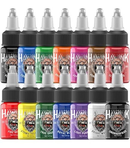 Encre De Tatouage 3 Couleurs - Rouge, Noir, Jaune Citron - Pack 3 Flacons
