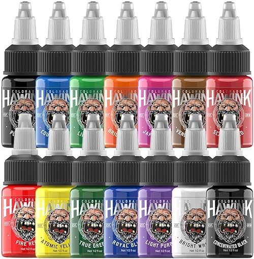 HAWINK Tattoo Ink Kit 14 Bottles 1/2oz (15ml) Professional Tattoo Supplies TI203UK-15-14