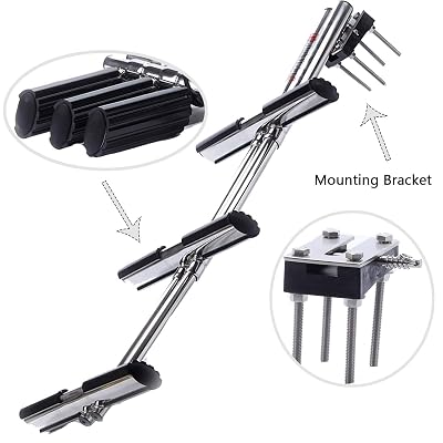 Heavy Duty 3-Step Stainless Steel Boat Ladder - Telescoping Dual Vertical Tube Design, Rated 400 Lbs, For Diving & Boarding
