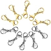 Qulltk 10 Pack Double Lobster Clasp Necklace Clasp Classic Double End Design Necklace Clasps and Closures, Necklace Extender Double Claw Connector Suitable for Jewelry Chain
