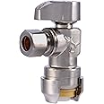 SharkBite 1/2 x 3/8 Inch Compression Angle Stop Valve, Quarter Turn, Push to Connect Brass Plumbing Fitting, Brushed Nickel Finish, PEX Pipe, Copper, CPVC, PE-RT, HDPE, 23036LFBN