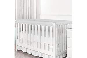 GENERIC 4pc Breathable Crib Rail Covers for Teething Sets, Edge Bumpers, Mesh Soft Edge Strip（Grey） (4pc-01)