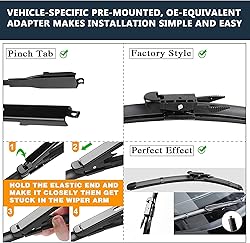 AUTOBOO 28"+28" Windshield Wipers with 12 Inch Rear