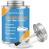 Hzutloer 4OZ Shoe Repair Glue with Brush Applicator,Waterproof Strong Clear Shoe Adhesive for Boots, Sneakers,Heels,Leather &amp; Rubber