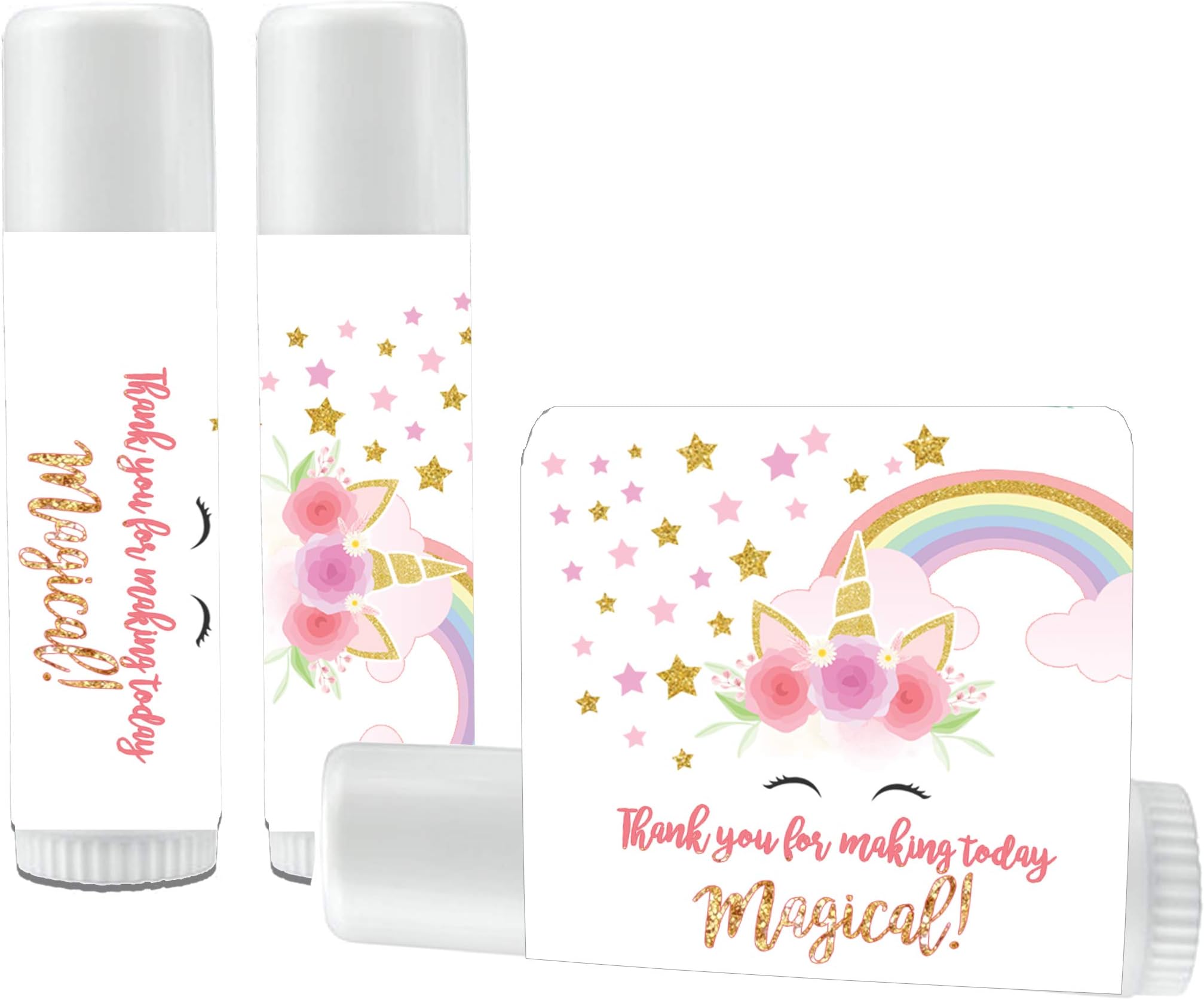 12 Unicorn Rainbow Lip Balms - Unicorn Theme Lip Balms - Unicorn Baby Shower Favors - Unicorn Birthday Party Favors - Rainbow Unicorn
