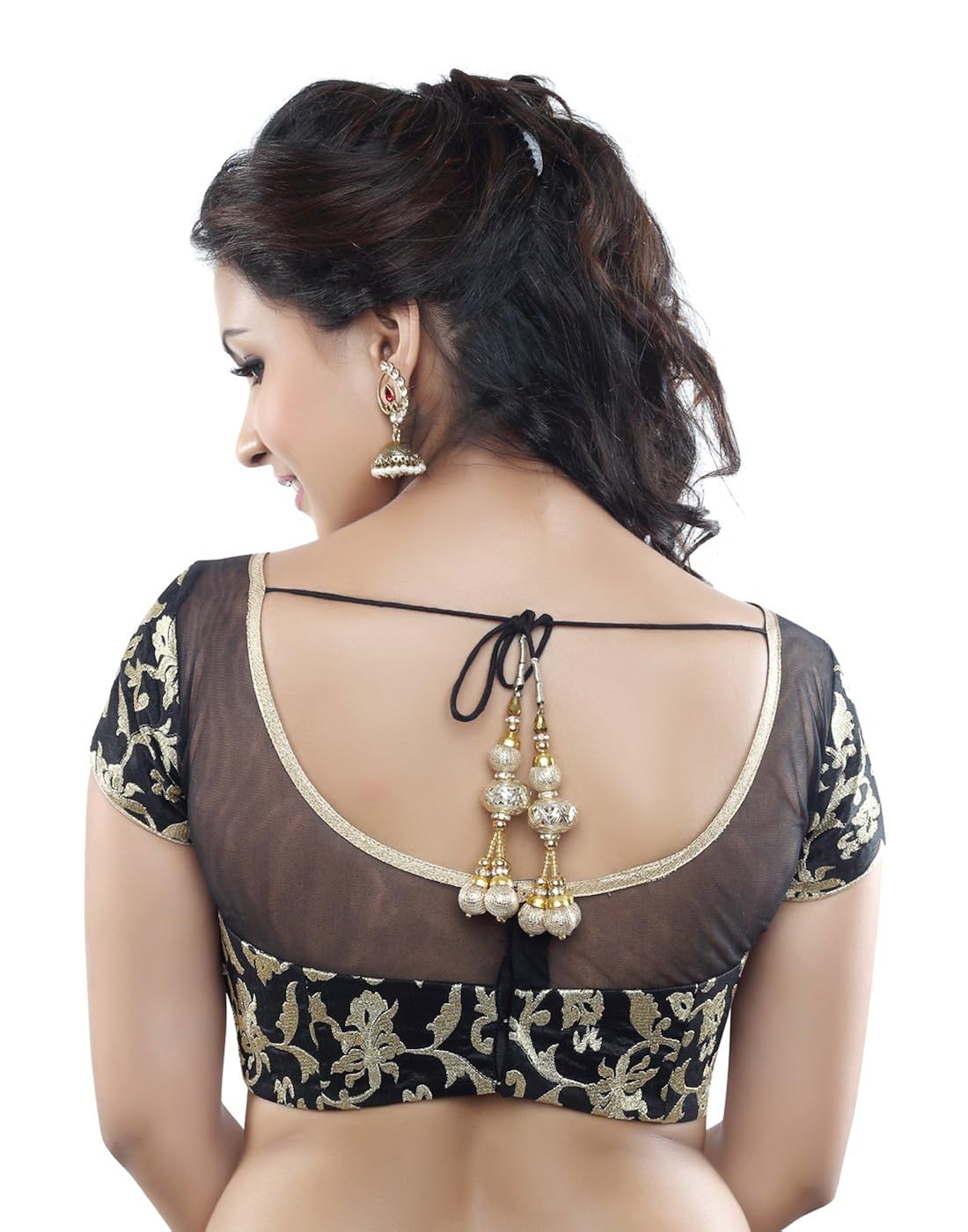 studio shringaar round neck solid cotton black stylish blouse