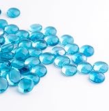 Meschett 50Pcs Mini Glass Gems Sea Blue Flat Bottom Marbles 1.3-1.8cm view 1