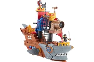 Fisher-Price Imaginext Preschool Toy Shark Bite Pirate Ship Playset with Figure & Accessories for Pretend Play Kids Ages 3+ Years (Amazon Exclusive)