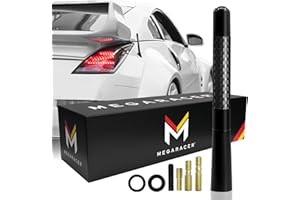 MEGA RACER Universal Carbon Fiber Car Antenna Replacement | Truck Antenna | Antena para Carro | Short Vehicle Billet Antenna for Truck SUV | Car Audio & Video Antennas | Auto Accessories | Black 5 Inch