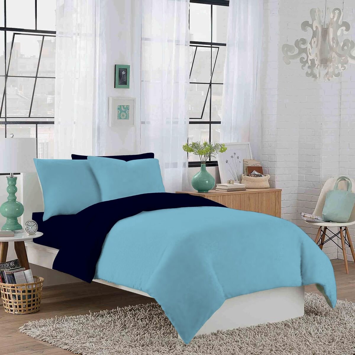 light blue dorm decor