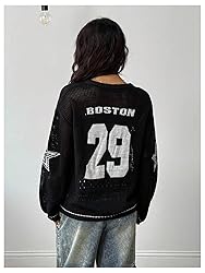 BEAUDRM Women's Y2k Jersey Shirt Oversized Graphic