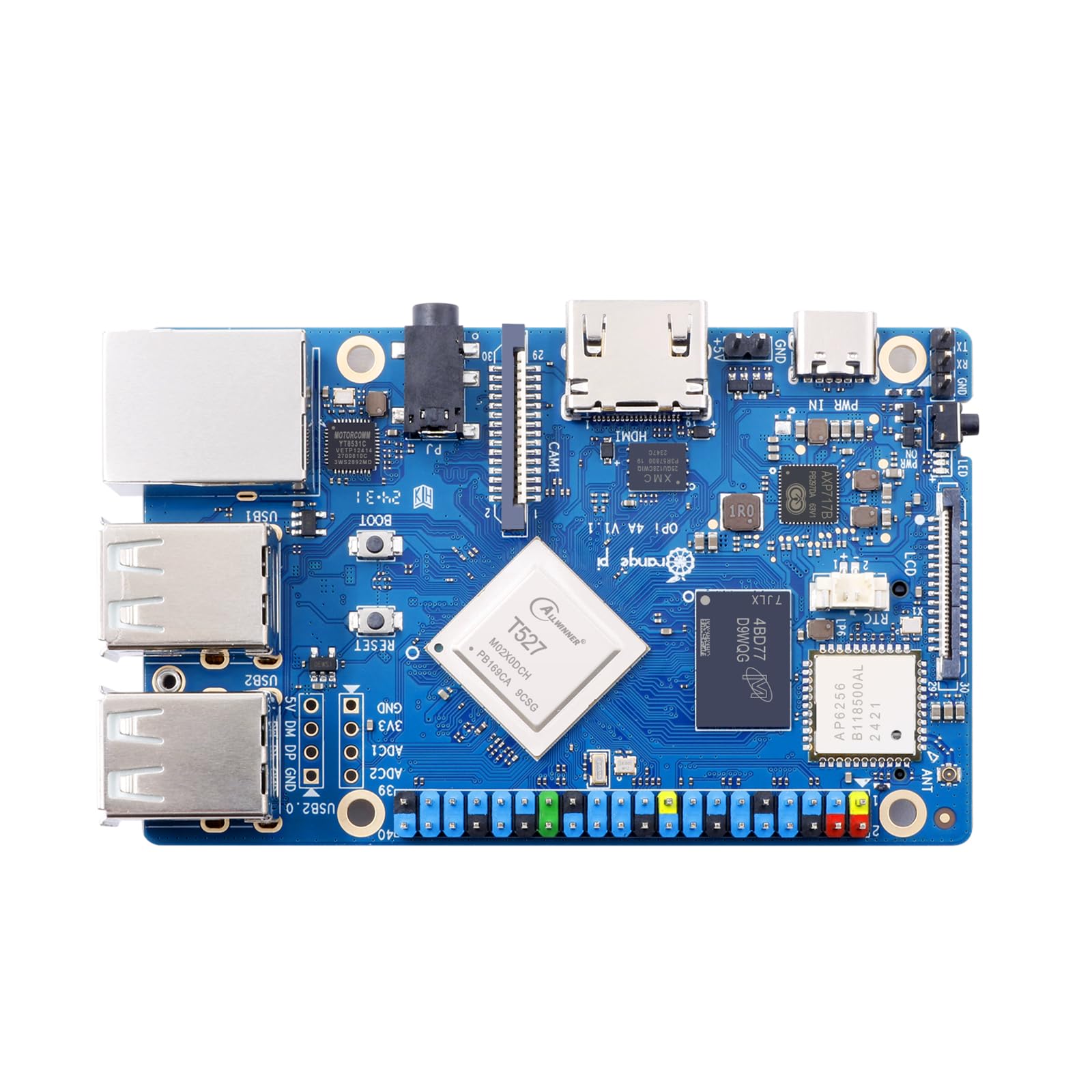 Photo 1 of Orange Pi 4A 2GB LPDDR4/4X Allwinner T527 Single Board Computer, 8 Core RISC-V Co-Processor 2 Tops NPU 1.8GHz Frequency Wi-Fi 5.0+BT 5.0,BLE Run Ubuntu, Debian, Android13