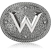 Itera Western Cowboy Initial Belt Buckle – Silver Large Letter A–Z for Men & Women