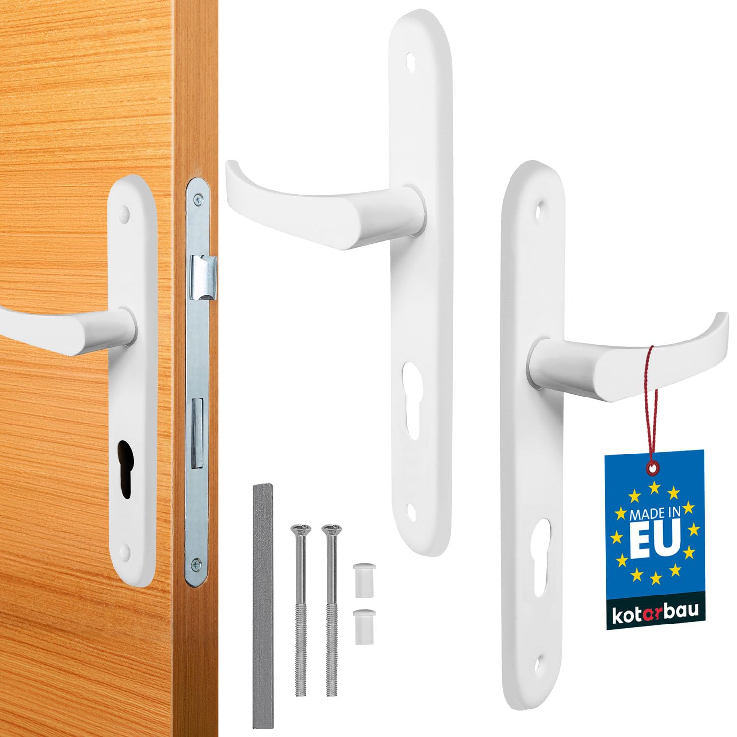 KOTARBAU® Aluminium Door Handle 72 mm Right/Left for Profile Cylinder White Door Fitting Set