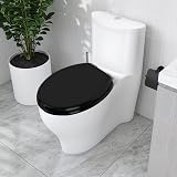 Angel Shield Wood Toilet Seat with Adjustable Soft Close Hinges Black view 7