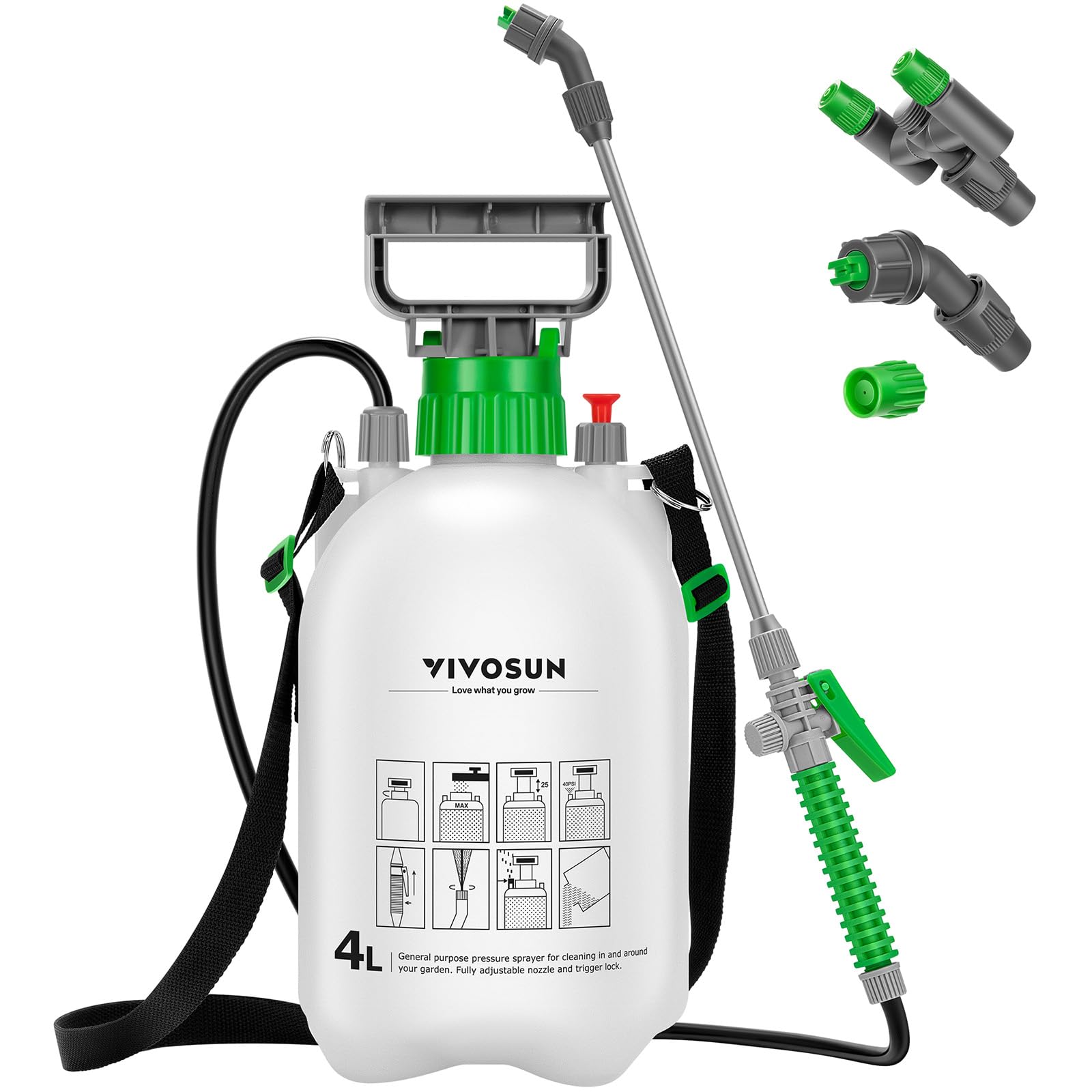 Photo 1 of VIVOSUN 1 Gal/4L Pump Sprayer, Garden Water Sprayer for Plants, Weeds & Lawn Care, with 3 Nozzles, 50'' Long Hose & Pressure Relief Valve