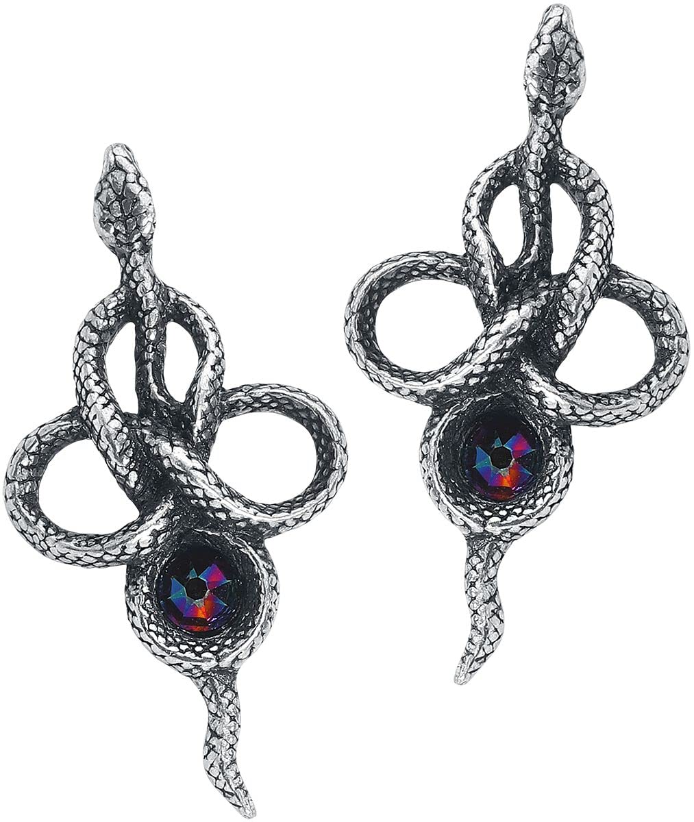 Alchemy Gothic Tercia Serpent Women Earring Set Silver-Coloured, Pewter,