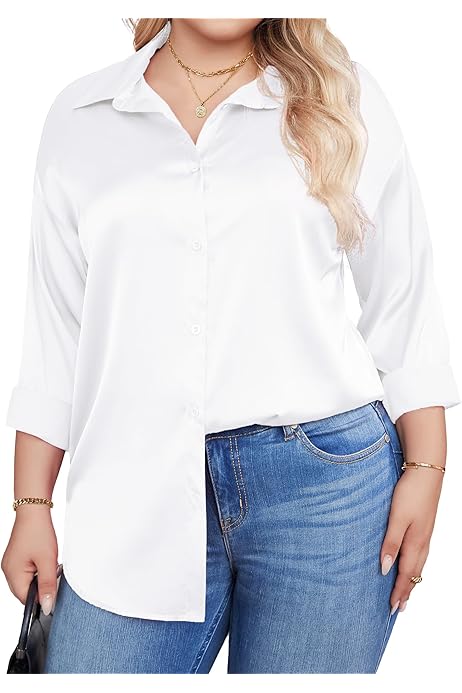 white satin blouse plus size