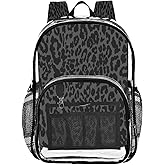 ALAZA Dark Gray Cheetah Leopard Print Clear Fashion Backpack for Women Men Transparent Travel School Bag Daypack for Boys Girls