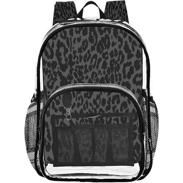 3884 Black & White Leopard Print Cheetah Clear Fashion Backpack Transparent Amazon.com: ALAZA Black & White Leopard Print Cheetah Clear  main image 4