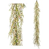 Quixem 60" Pip Berry Garland - Artificial Spring and Summer Decorative Garland with Green Purple Cream Berries, Perfect for Front Door, Mantel, Centerpiece and Table Display Seasonal Décor