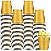 Vumdua 100 Pack 2 oz Plastic Shot Glasses Disposable Shot Cups, Mini 2oz Party Cups for Graduation, Christmas, Birthday, Wedding, Bachelorette Party (Gold)