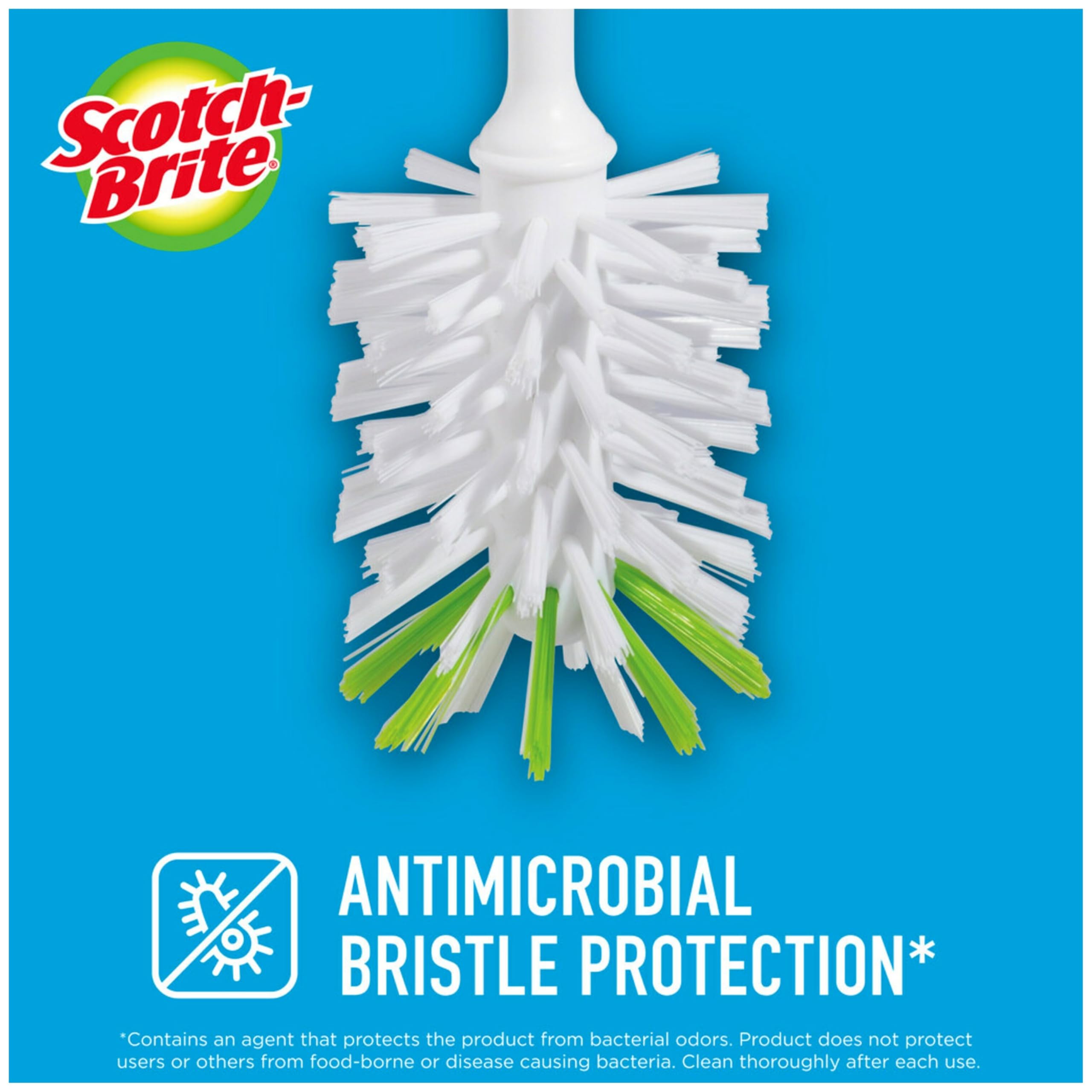Scotch-Brite Glass and Water Bottle Brush, Long-Lasting, Safe on Glassware, Shaker Bottles, Food Processors, & More, Non-slip handle, Durable, Reusable, Clean in Top Rack of Your Dishwasher