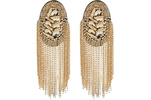 SUPERFINDINGS Fashion Shoulder Epaulet Tassel Iron Shoulder Badge Detachable Tassel Chain Metal Epaulettes Beads Punk Fringe Epault for Jackets