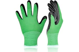 Bamboo Gardening Gloves Nitrile Coated Work Gloves for Fishing, Farming, Landscaping (1 Pair, Medium)