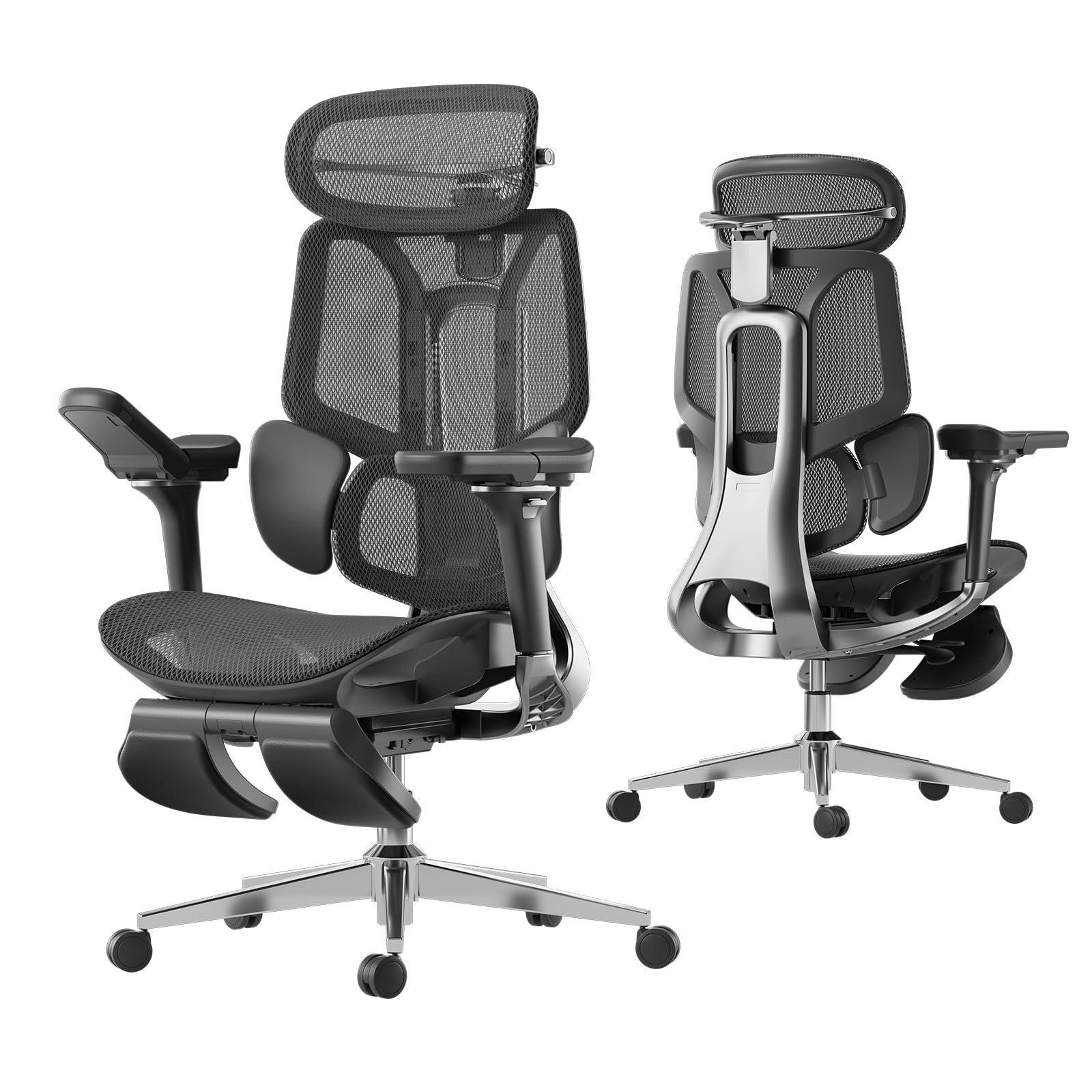 Hbada E3 Pro Ergonomic Office Chair, Big and Tall Office Chair - with 3-Zone Dynamic Lumbar Support, 4D Adjustable Headrest, 6D Adjustable Armrests, Swivel, Black