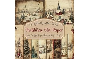 Vintage Christmas Old Paper Scrapbook Paper Craft Pad: 20 Old Paper Scrapbooking Pages, 40 Double-Side Sheets (2 Sheets Per D