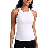 CRZ YOGA Butterluxe Workout Tank Tops for Women - Racerback Padded High Neck Yoga Athletic Shirt with Built in Bra