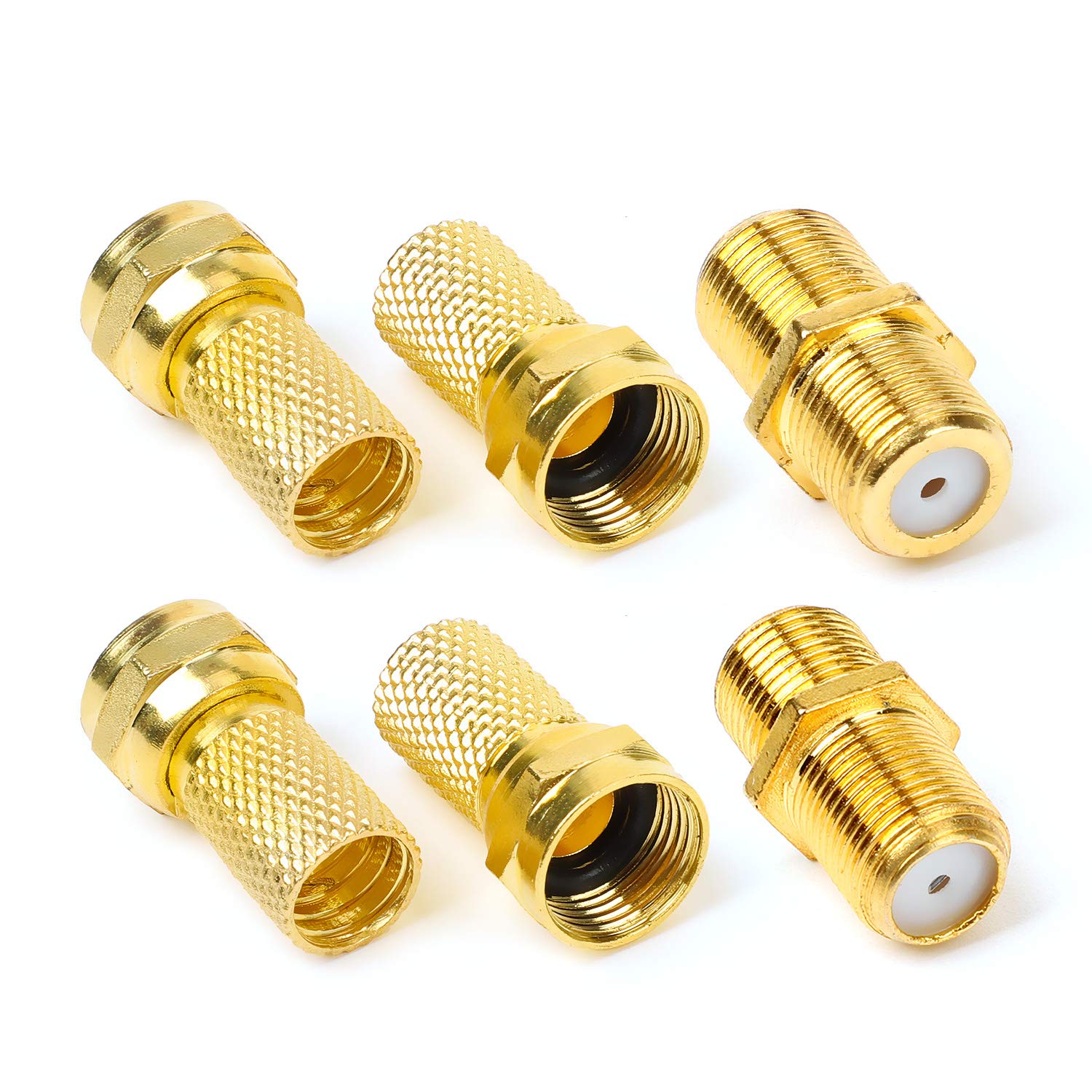Hyber&Cara F-type Connector Kit for Coaxial Cable Extension/Repair, 4 Pcs RG6 Plug Connector and 2 Pcs Female Coupler for SKY/Freesat/Virgin Media