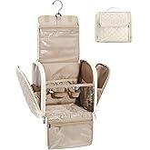 BAGSMART Travel Toiletry Bag, Large Capacity Cosmetic Bags for Women with Hanging Hook, Water-resistant for Toiletries Accessories Brushes Sponge, With Handle