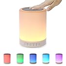 Night Light Bluetooth Speaker, Portable Wireless Bluetooth Speakers, Touch Control, Color LED Speaker, Bedside Table Lamp, Speakerphone/TF Card/AUX-IN Supported (White), SHAVA 7