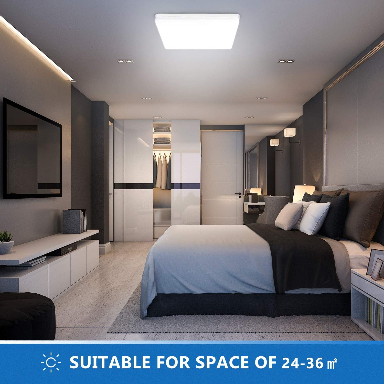 Laundry Non Dimmable Porch Bedroom Combuh Led Flush Mount Ceiling Light 48w 12 Inch Daylight White 6500k Square Ceiling Light Fixture Ceiling Lamp For Kitchen Balcony Close To Ceiling Lights Ceiling Lights Ekbotefurniture Com
