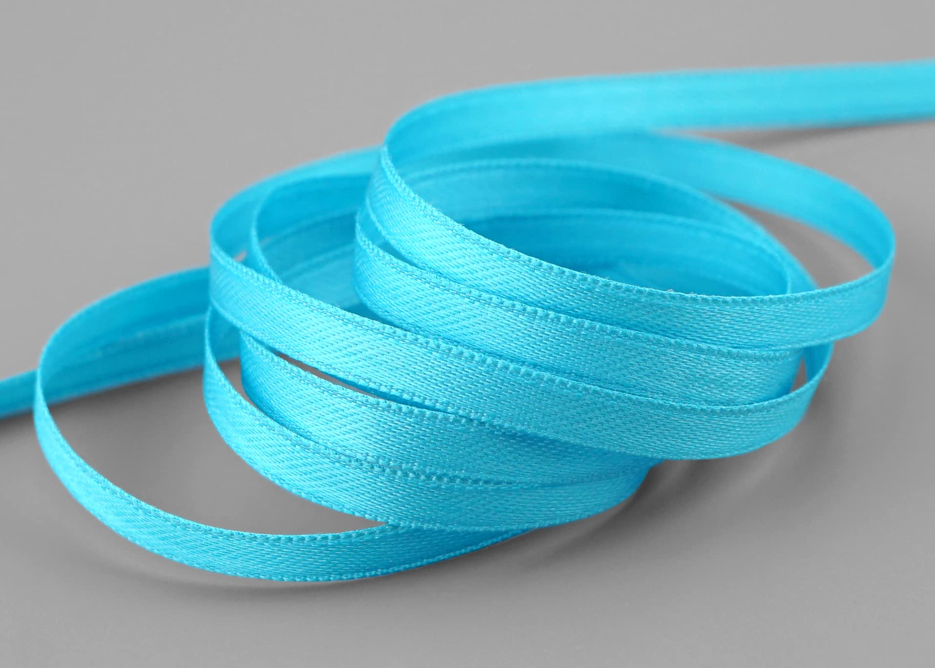 50 m x 6 mm Satin Ribbon Sky Blue Turquoise (612) Double-Sided Satin Ribbon without Wire Soft and Shiny Gift Ribbon Decorative Ribbon Double Face Decorating Cord Crafts