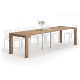 Mobili Fiver, First, Extendable Console Table 17.7(120) x35.4 in, Rustic Oak, for 4-14 People, Space-Saving Dining Table, Italian Furniture