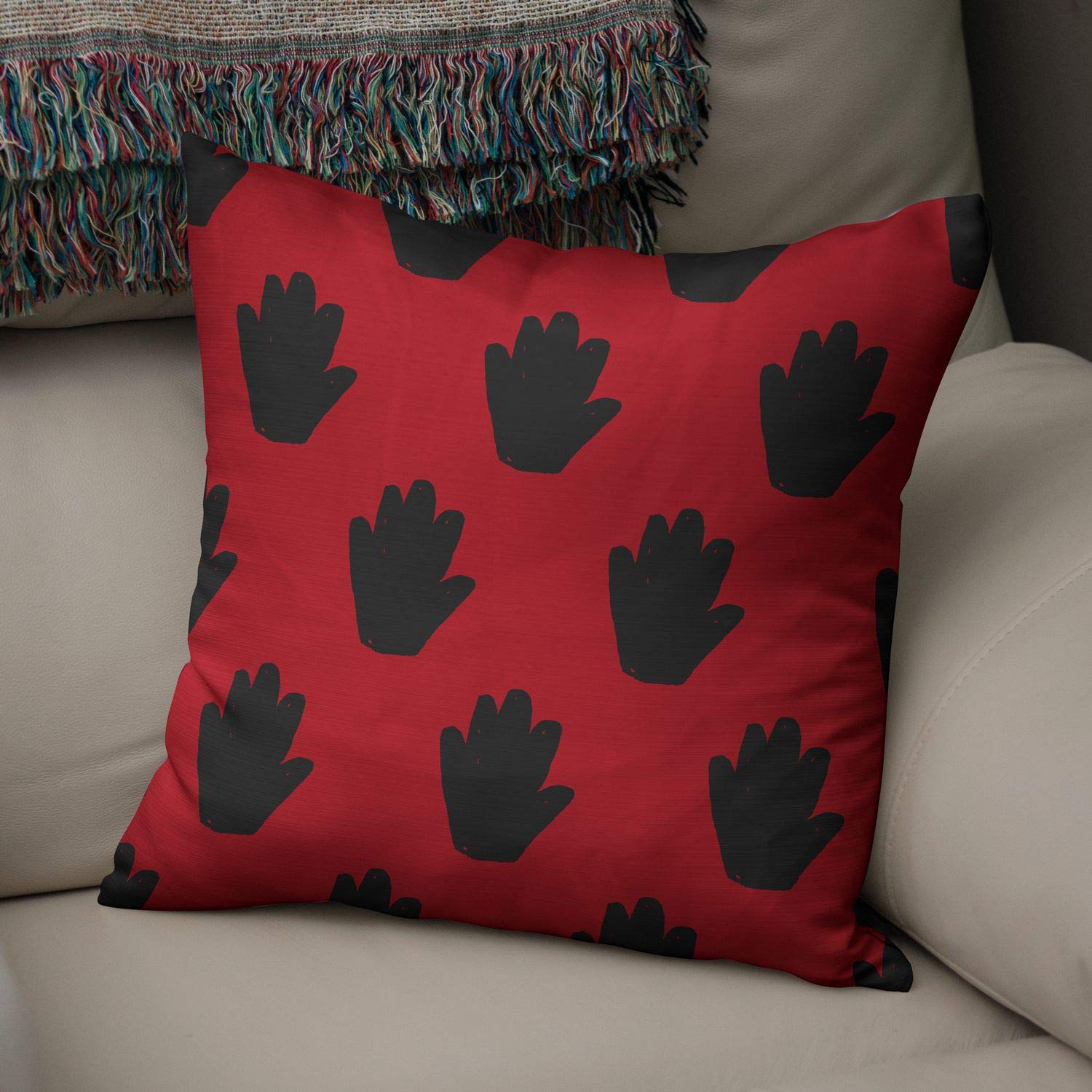 Bonamaison Decorative Cushion Cover, Polycotton, Red, Standard