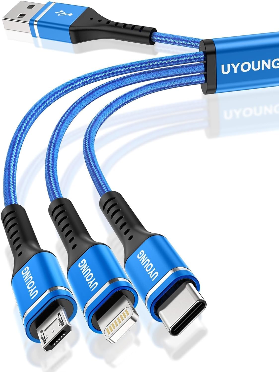 Photo 1 of Short Multi Charging Cable 1FT 2Pack 3 in 1 Charger Cord Braided Universal Phone Cords with Lightning/Type C/Micro USB Connectors, Multiple USB Cable for iPhone/Samsung/Google Phones and More