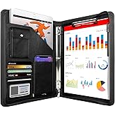 Zippered Portfolio Organizer, WRIYES Leather Padfolio with 3 Ring Binder, Professional Business Binder, Organizer for IPad/Document, Phone & Business Cards, Office Gifts for Men or Women (Black)