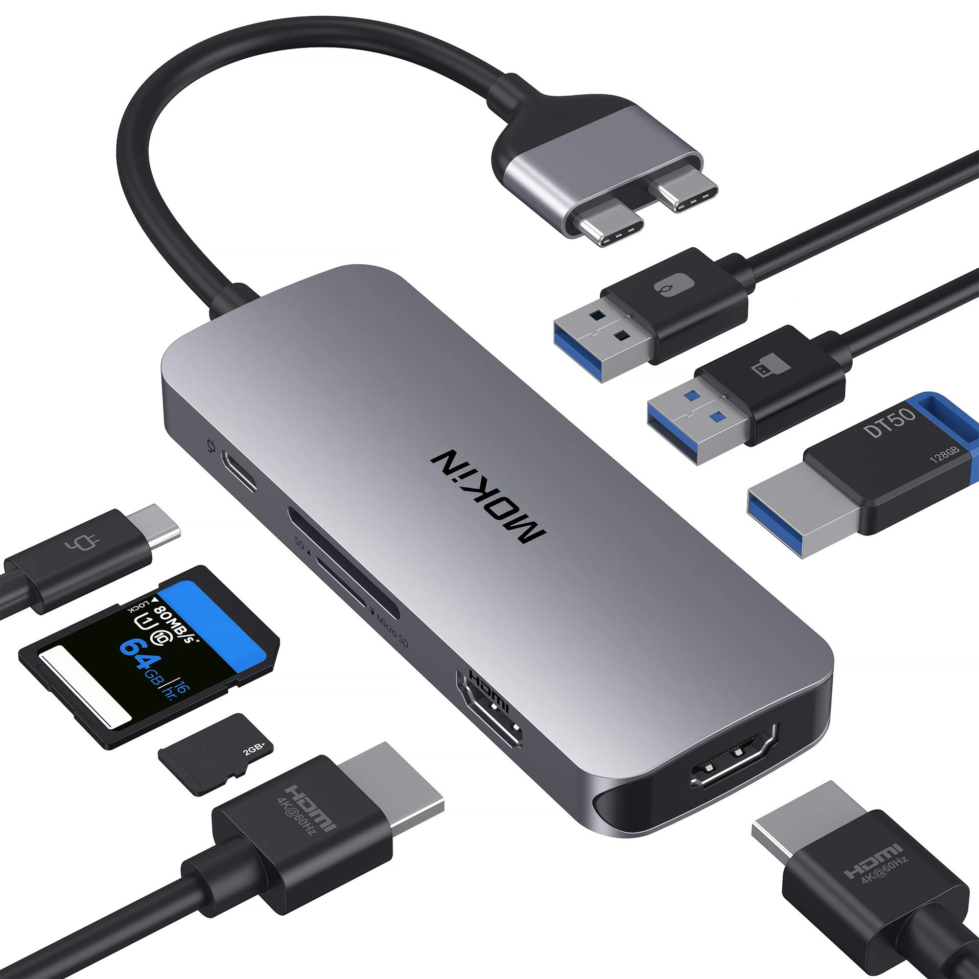 Docking Station for MacBook Pro Air, USB C Docking Station Dual Monitor,Dual HDMI Adapter Hub for Mac MacBook Pro with 2 HDMI(4K @60Hz), 3USB3.0,SD TF Card Reader and 100W PD USB C Port
