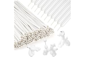 VOIRCOLORIA 100Pcs 260 Balloons White Long Balloons for Balloon Garland Thickening Skinny Latex Twisting Animals Modeling Christmas Birthday Wedding Party Decorations