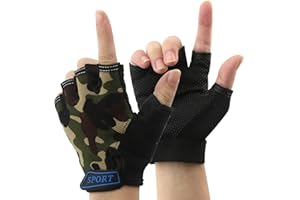 NATURE Ann Kid Half Finger Short Mitten Shock-Absorbing No-Slip Cycling Gloves Exercise Skate Skateboard Roller Skating Glove for 4-9 Years Old Boy Girl Child Children