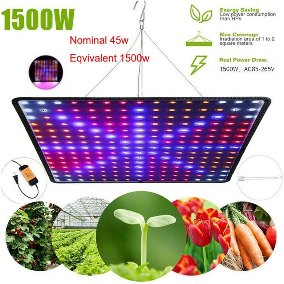 Yzyamz 225 Led 1500W Full Spectrum Indoor LED Grow Light for Plant Growing Flower Seed Lamp Tent UV IR Red Blue