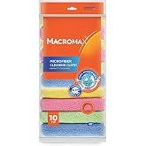 Macro Max Microfiber Cleaning Cloths 10 Pack, Lint Free 11x8in | Ultra-Absorbent Lint-Free Microfiber Cloths, 10 Pack, 11 x 8 in, Wet or Dry Use on Glass and Worktops