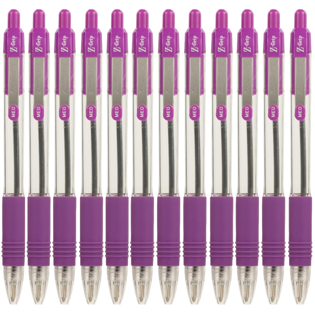 Zebra Z-Grip 1.0 mm Ballpoint Pen - Violet (Pack of 12)