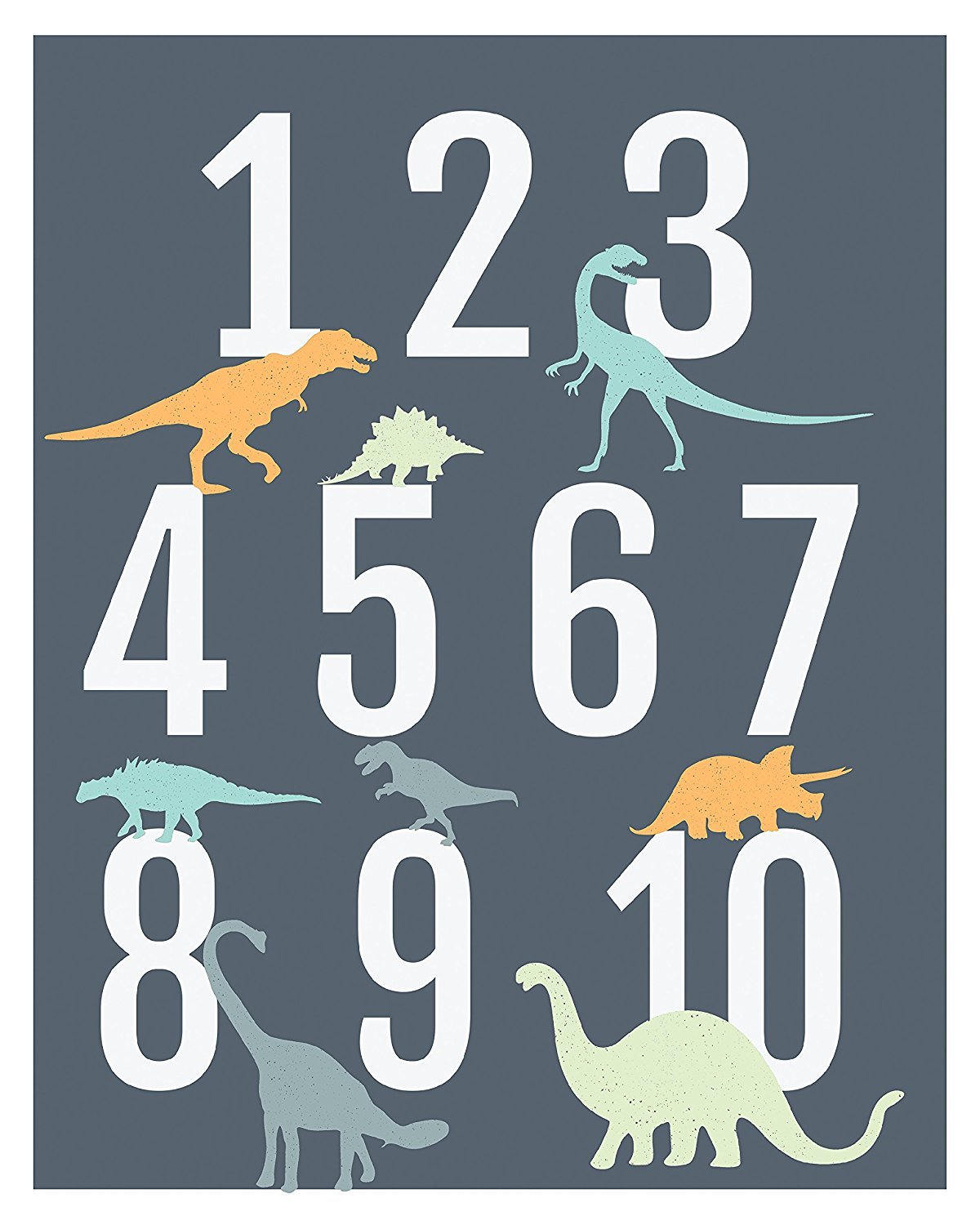 Dinosaur Number Wall Art Print 05x07 Inch Print, Nursery Decor, Counting Poster, Kid's Room Decor, Gender Neutral Nursery Decor, Baby Room Decor, Playroom Decor, Children Wall Art, Dinosaur Nursery