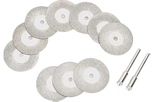 ASABOCAI Diamond Cutting Abrasive Wheel Cut Off Discs 10pcs with 2pcs Mandrel for Dremel Rotary Tools (30mm)
