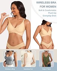 BOUFOR Deep V Bras Low Cut Plunge V Neck Bra Thin
